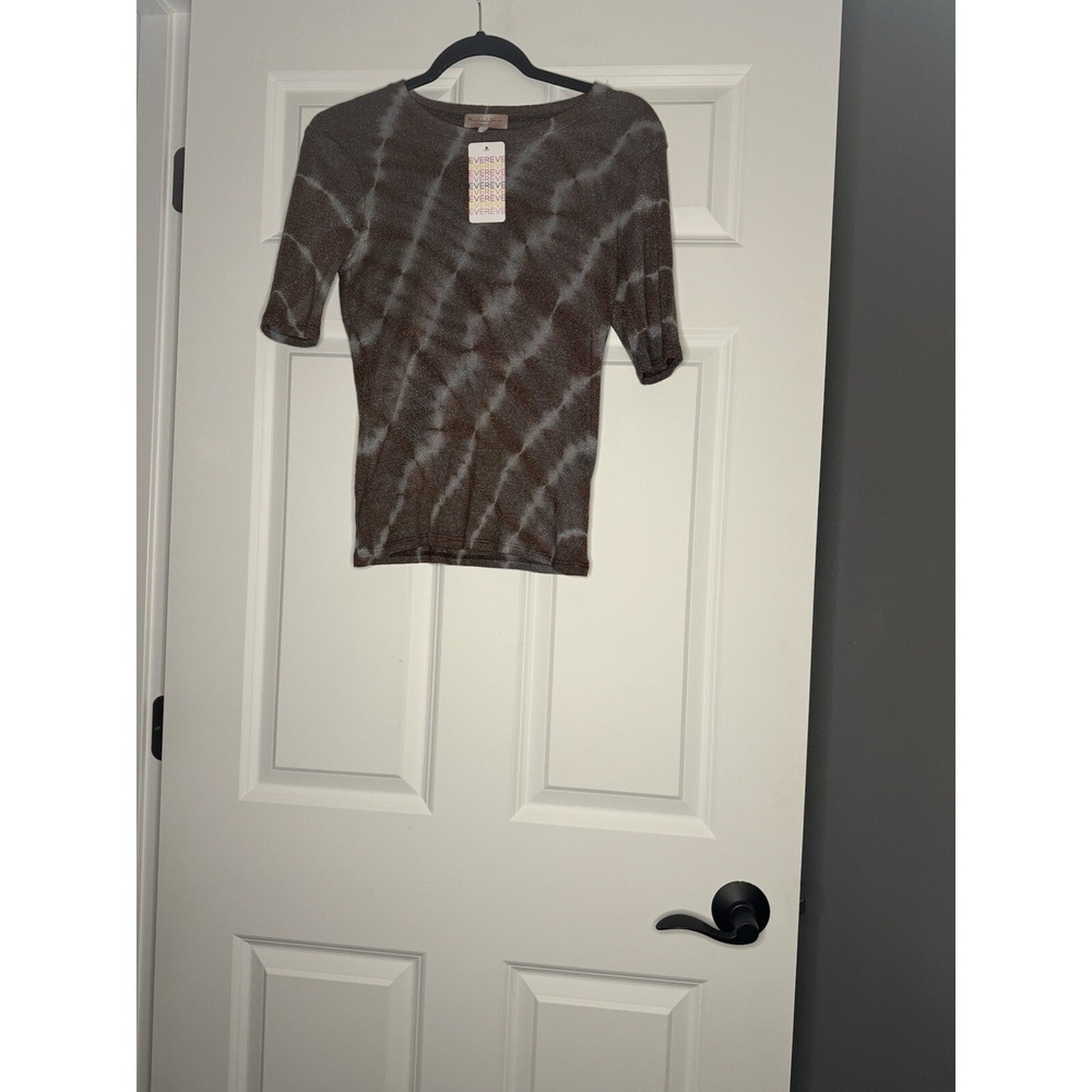Michael Stars Lilly Shine Tie Dye Tee Small Brown Gray Sparkle Nwt 88